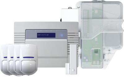 1x Enforcer all in one two-way wireless panel with DIGI-Wi-Fi communicator 4x KX10DP-WE - wireless KX pet immune PIR detector 10m range 1x MC1MINI-WE - two-way wireless mini magnetic contact 1x DELTA/MOD-WE - wireless Deltabell module
