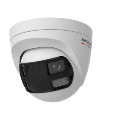 DS-2CE72KF3TP-DLS 3K ColorVu Dual-Lens Fixed Turret Camera Dual-lens design, built-in stitching algorithm, presenting a 180-degree image High quality imaging with 3K, 3328 × 1504 resolution 24/7 color imaging with F1.0 aperture Smart-Hybrid light, optimize your security with flexible lighting options Clear imaging against strong back light due to 130 dB true WDR technology 3D DNR technology delivers clean and sharp images Up to 40 m white light and 40 m IR distance for bright night imaging Built-in mic, high quality audio with audio over coaxial cable Water and dust resistant (IP67)